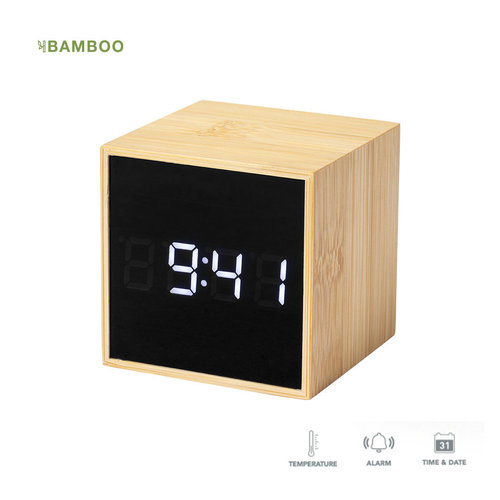 Reloj multifunción, fabricado en bambú