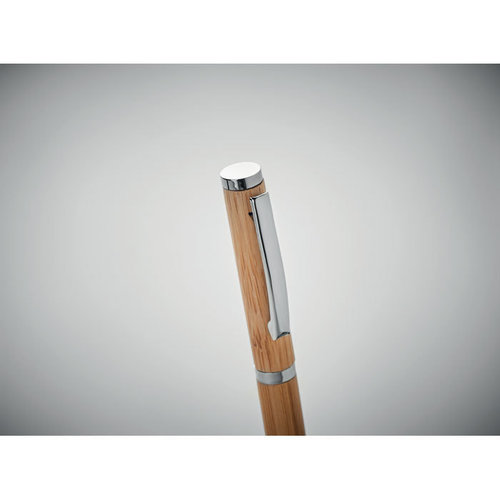 Bolígrafo roller de bambú y de acero inox